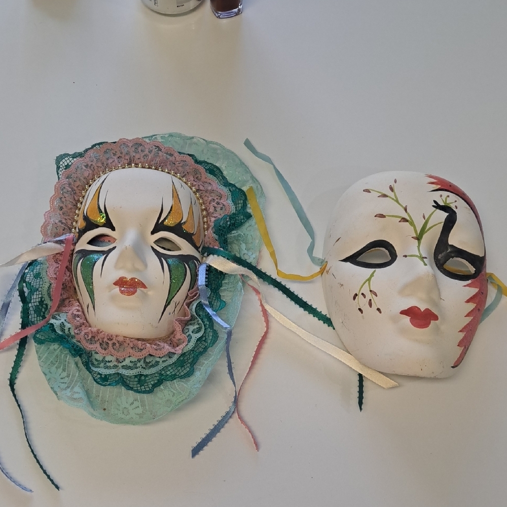 Decorative Venetian Style Masks with Lace and Ribbon